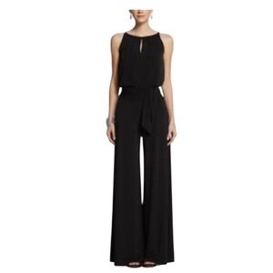 White House Black Market Black Matte Jersey Wide Leg Halter Jumpsuit Small